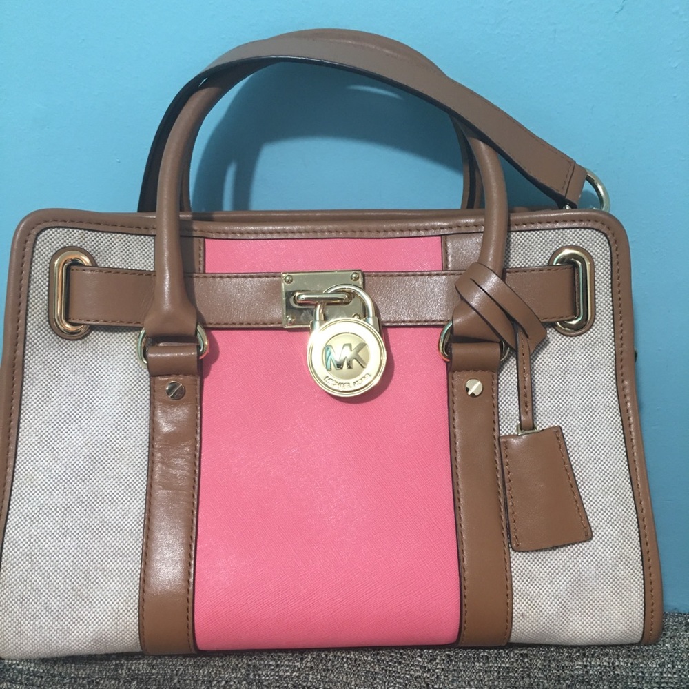 Michael Kors Hamilton canvas and leather satchel